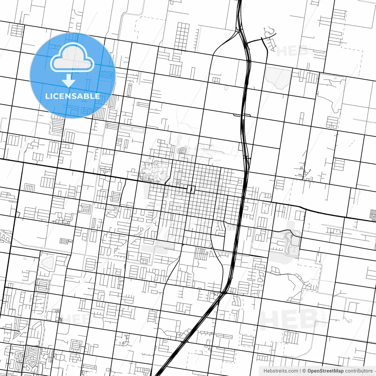 Vector PDF map of Edinburg, Texas, United States