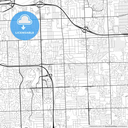 Vector PDF map of Troy, Michigan, United States
