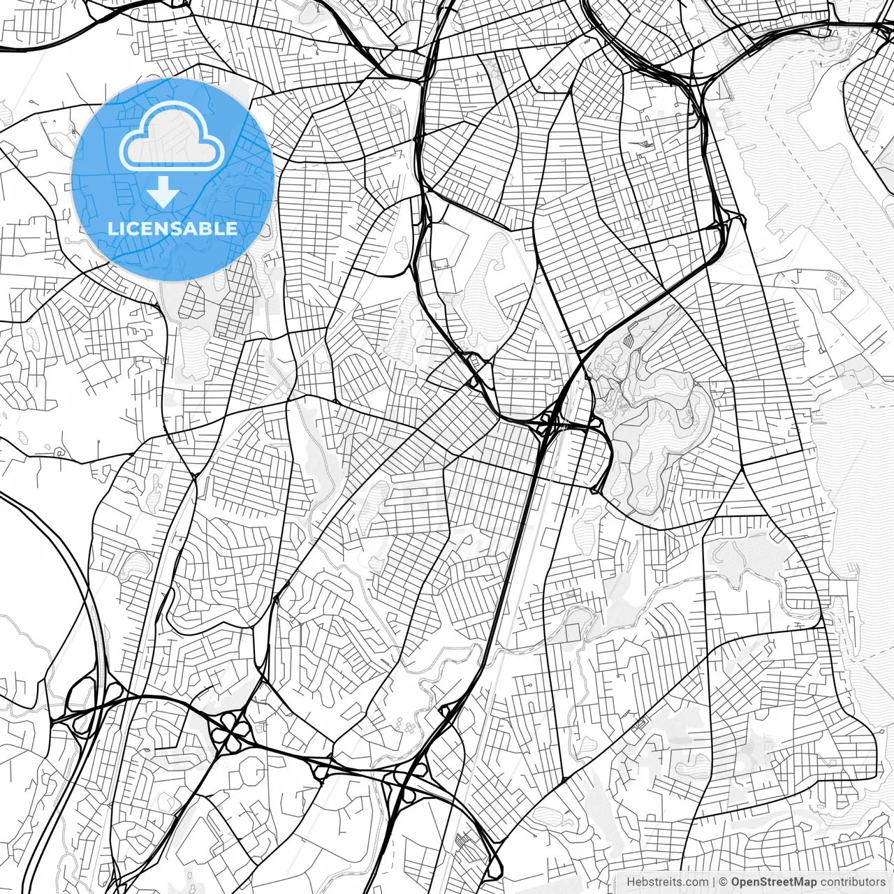 Vector PDF map of Cranston, Rhode Island, United States