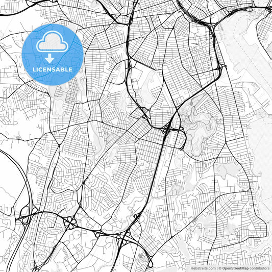 Vector PDF map of Cranston, Rhode Island, United States