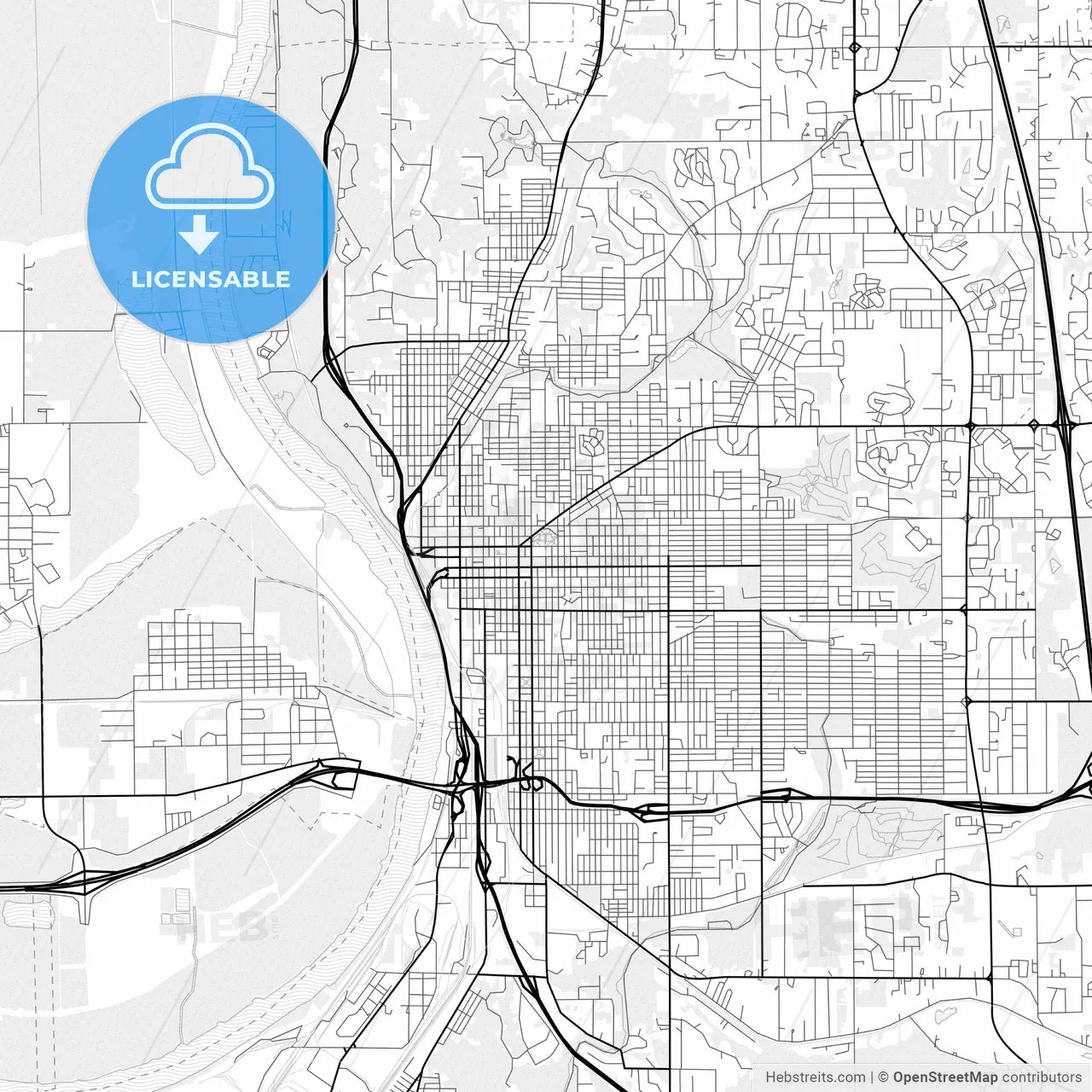 Vector PDF map of St. Joseph, Missouri, United States
