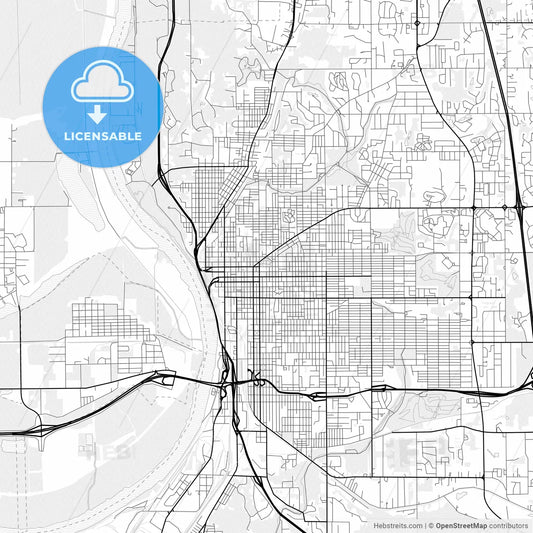 Vector PDF map of St. Joseph, Missouri, United States
