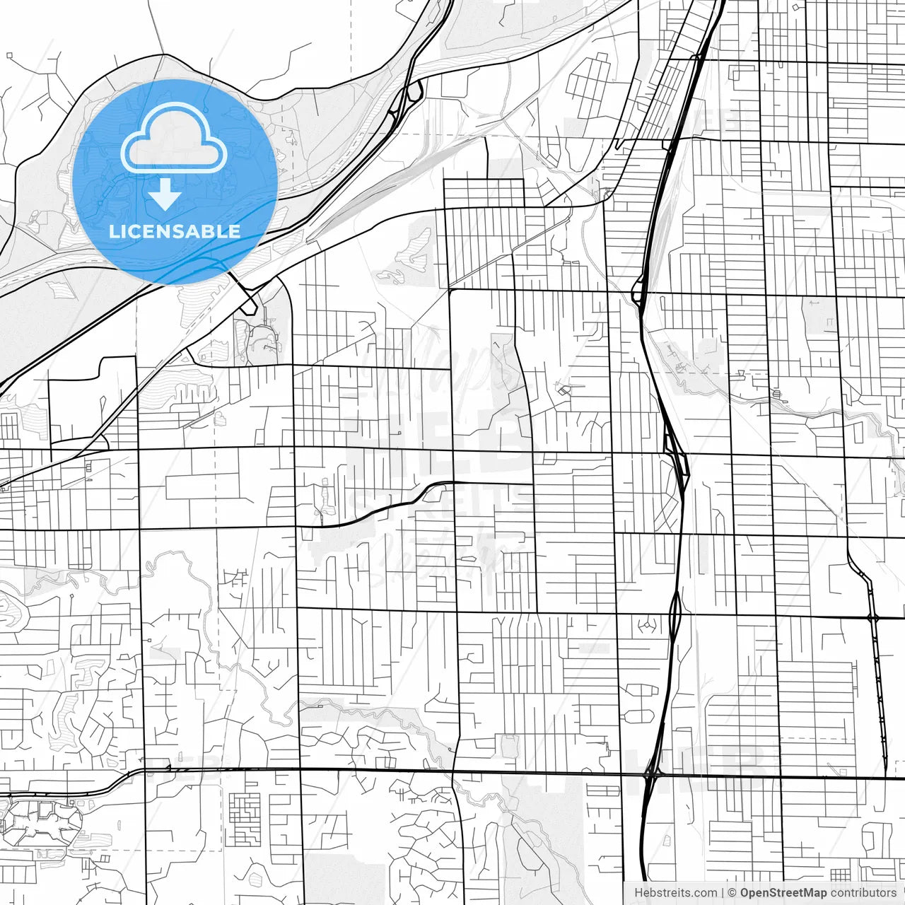 Vector PDF map of Wyoming, Michigan, United States