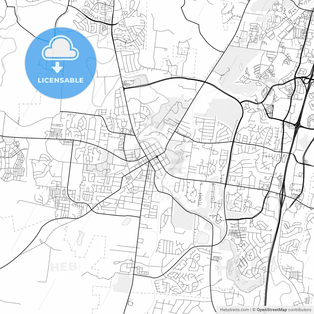 Vector PDF map of Franklin, Tennessee, United States