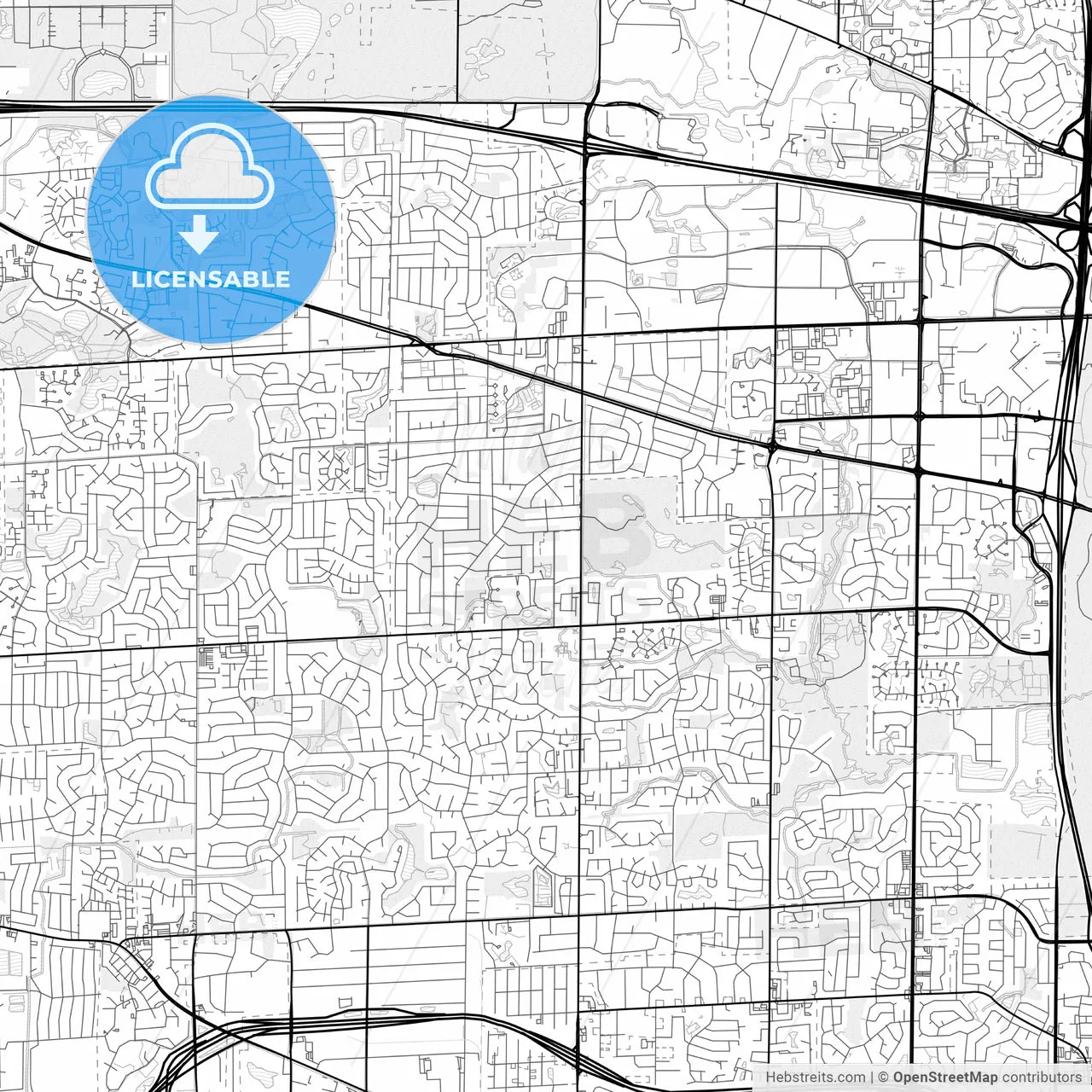 Vector PDF map of Schaumburg, Illinois, United States