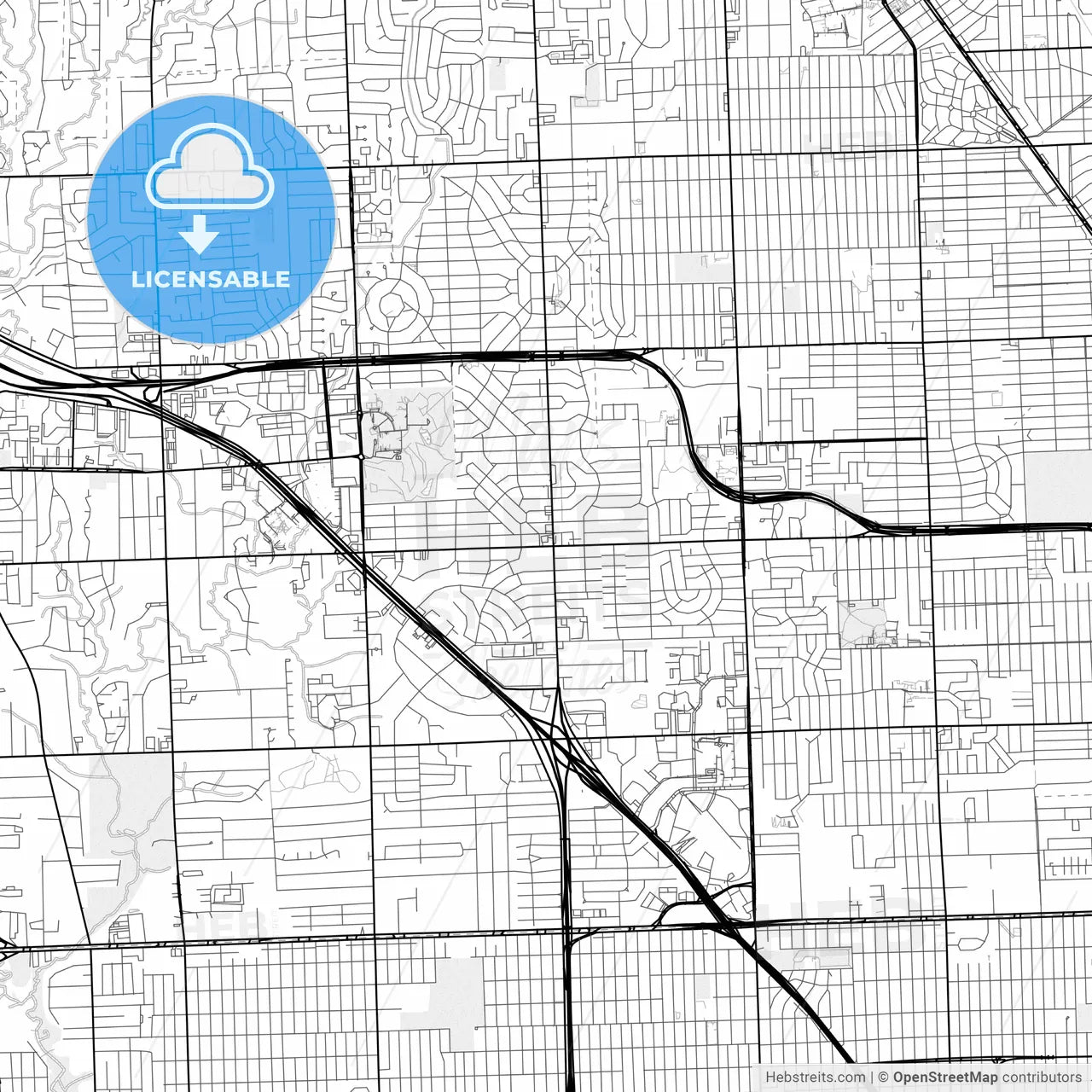 Vector PDF map of Southfield, Michigan, United States