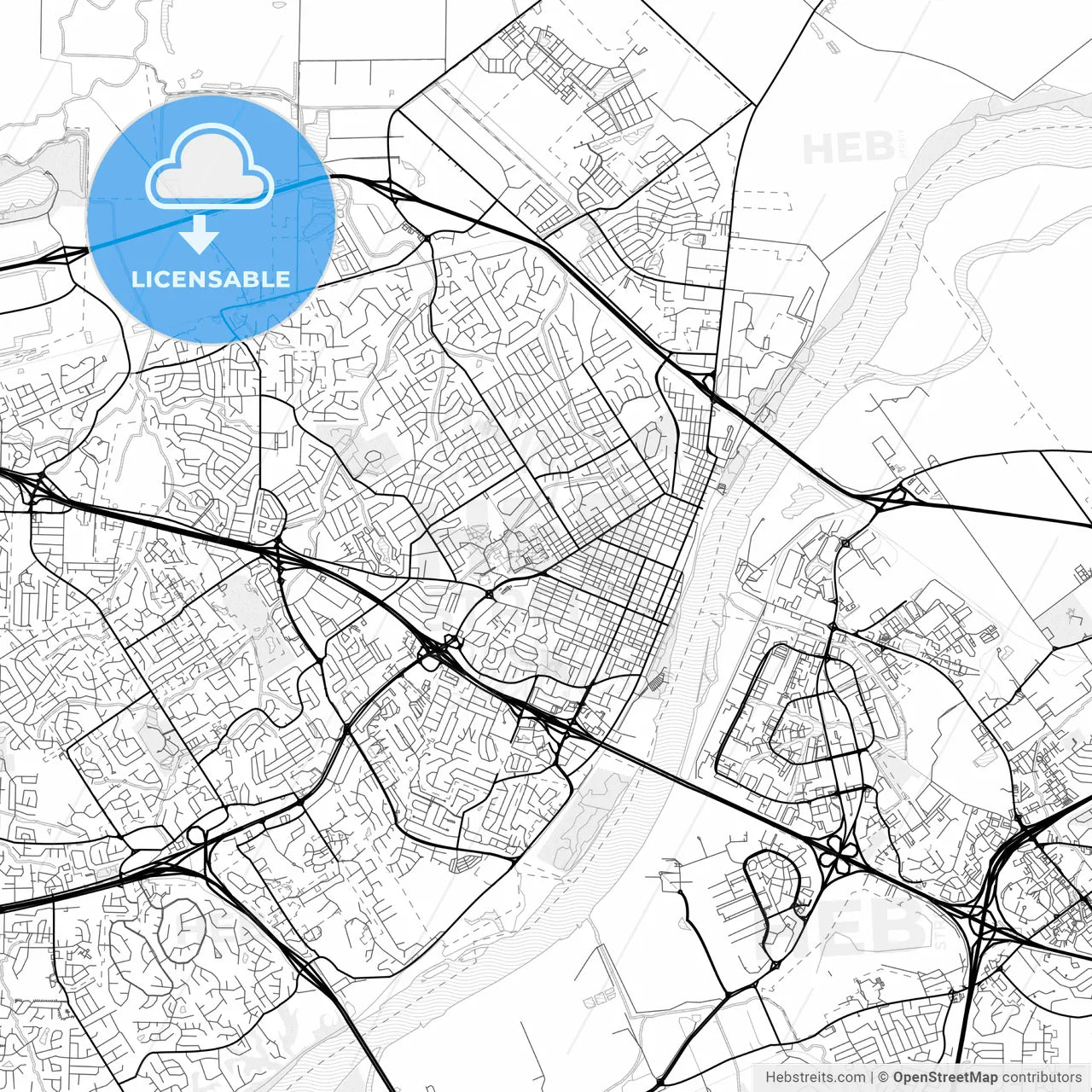Vector PDF map of St. Charles, Missouri, United States