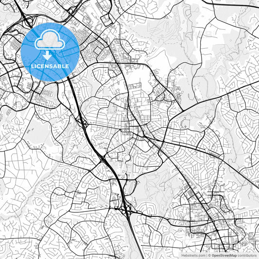 Vector PDF map of Rockville, Maryland, United States