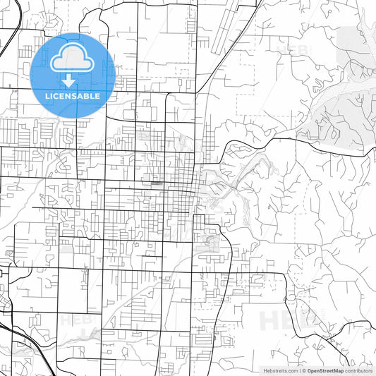 Vector PDF map of Rogers, Arkansas, United States