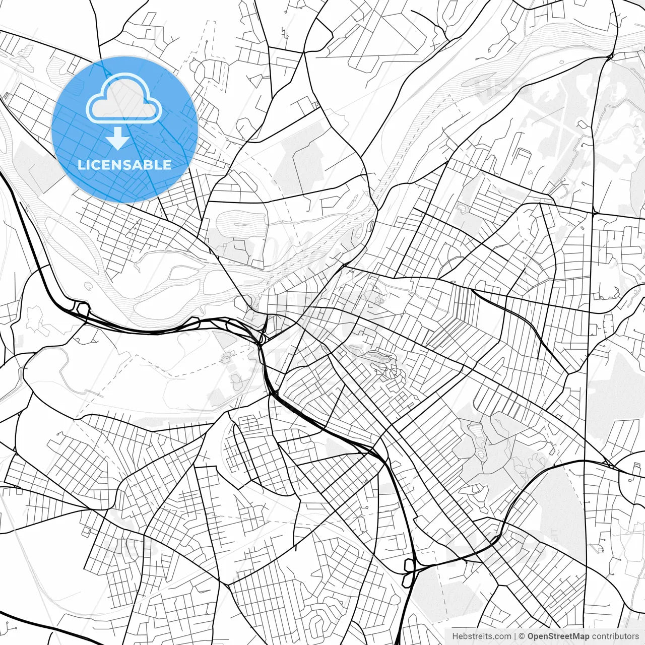 Vector PDF map of Schenectady, New York, United States