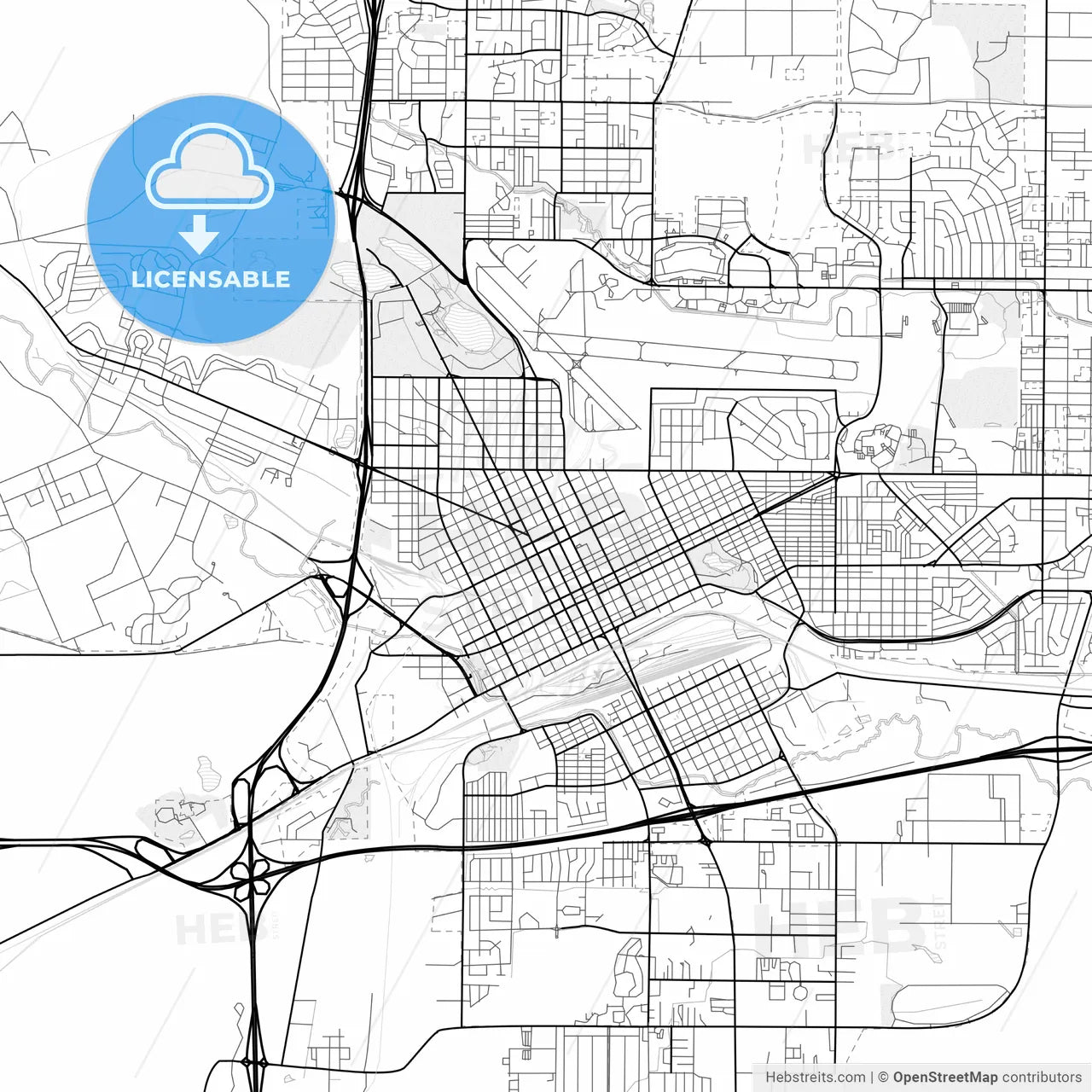 Vector PDF map of Cheyenne, Wyoming, United States