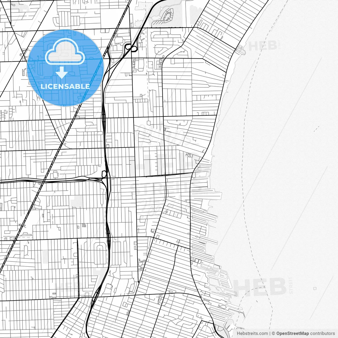 Vector PDF map of St. Clair Shores, Michigan, United States