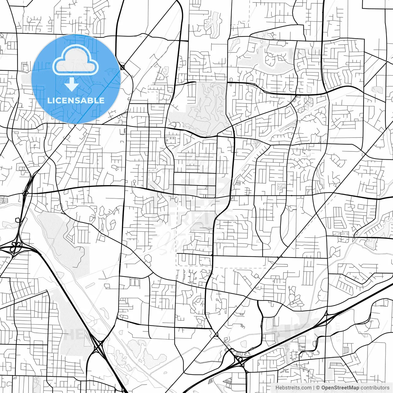 Vector PDF map of Bartlett, Tennessee, United States