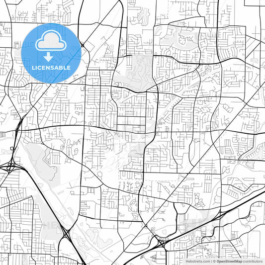Vector PDF map of Bartlett, Tennessee, United States