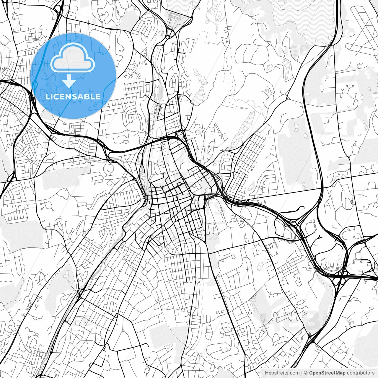 Vector PDF map of White Plains, New York, United States