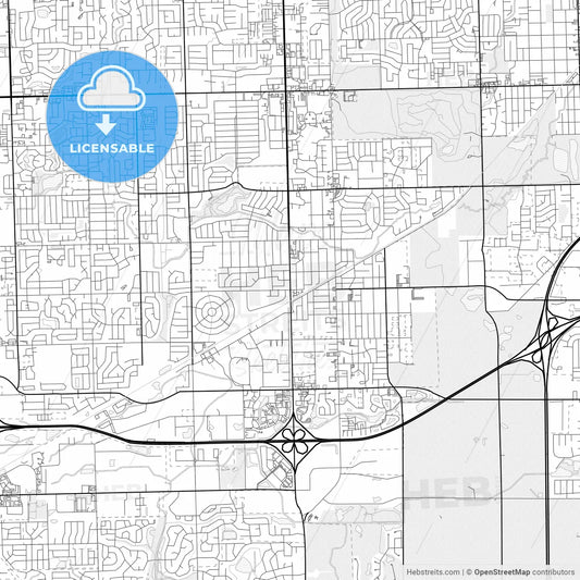 Vector PDF map of Tinley Park, Illinois, United States