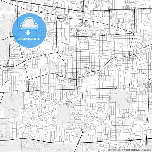 Vector PDF map of Wheaton, Illinois, United States