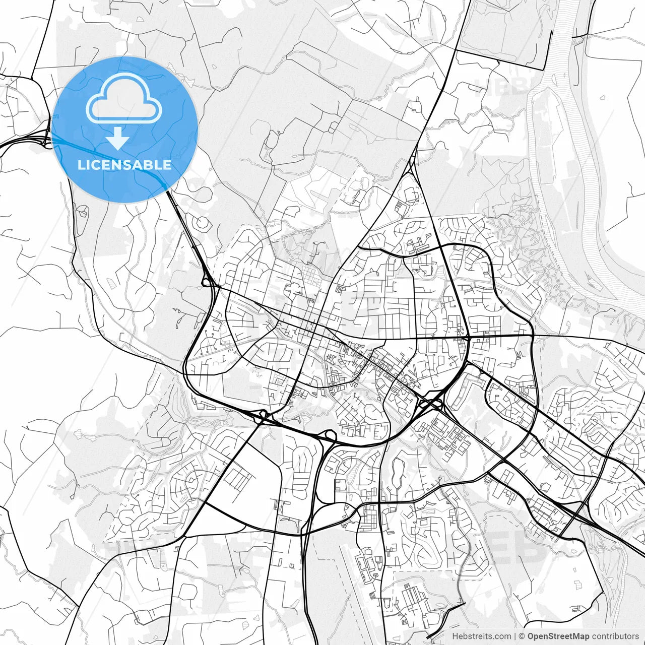 Vector PDF map of Leesburg, Virginia, United States