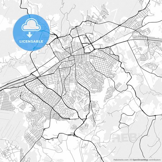 Vector PDF map of Mogi das Cruzes, Brazil