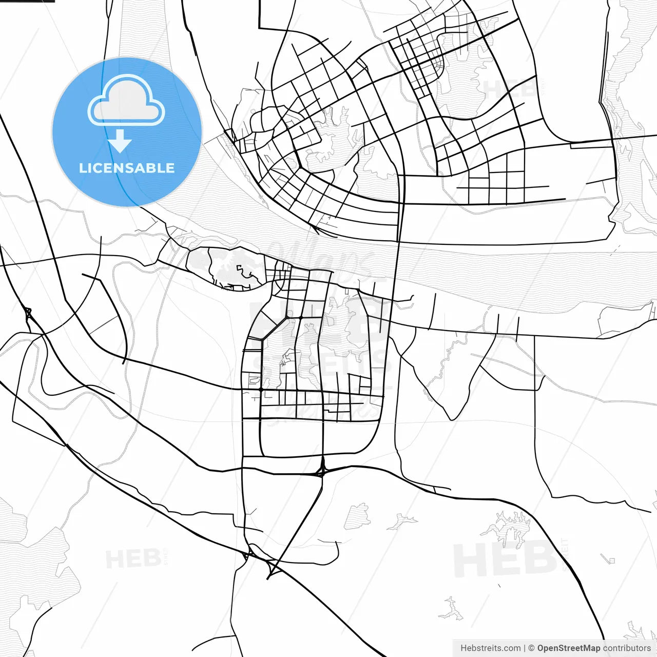 Vector PDF map of Ezhou, China