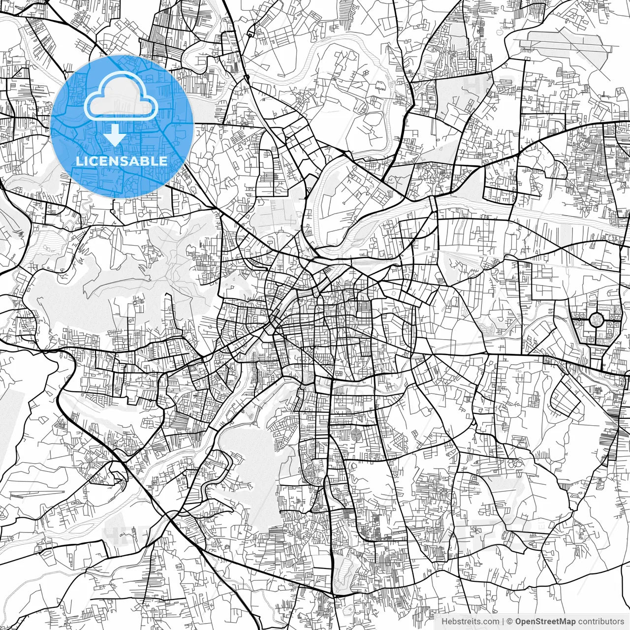 Vector PDF map of Pune, India