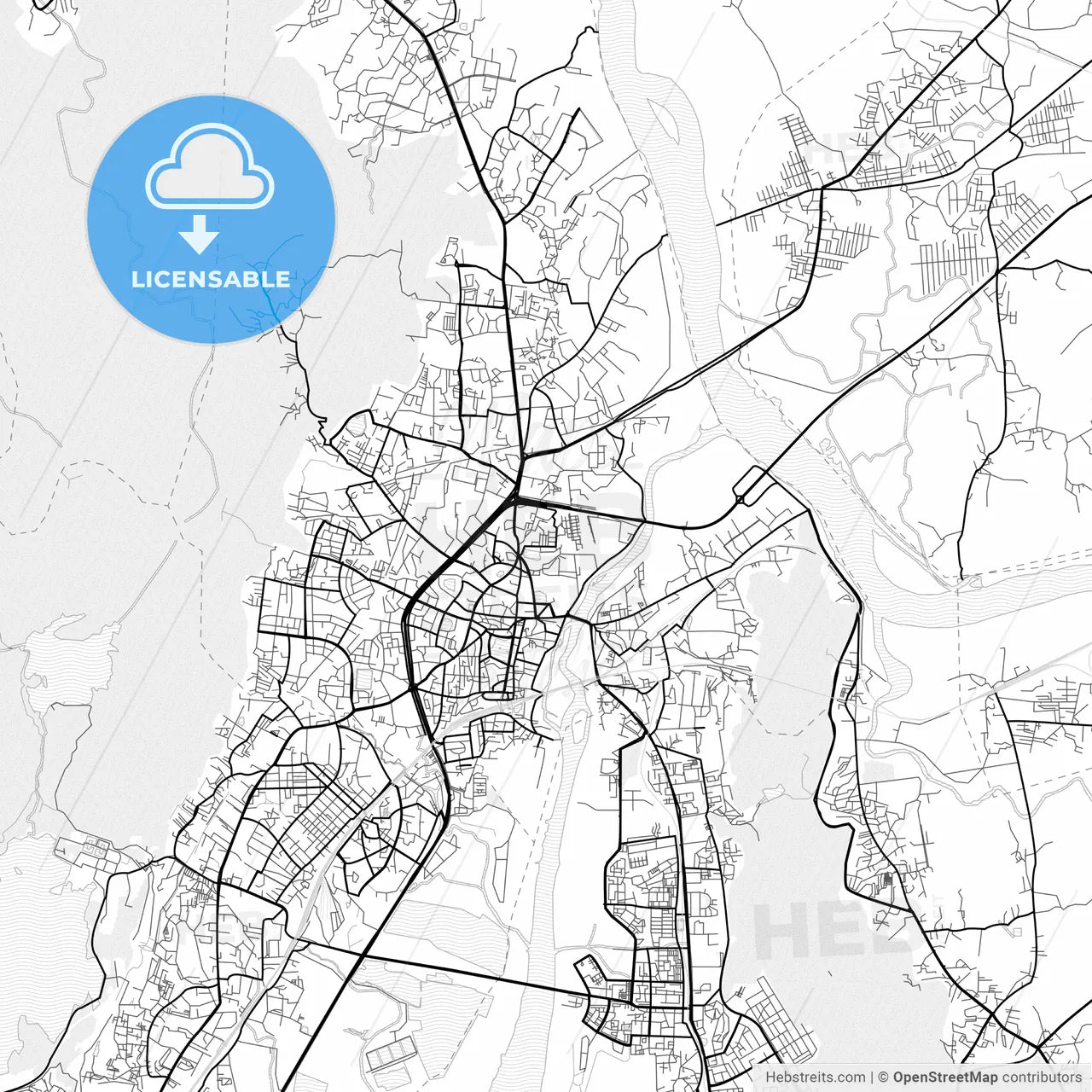 Vector PDF map of Thane, India
