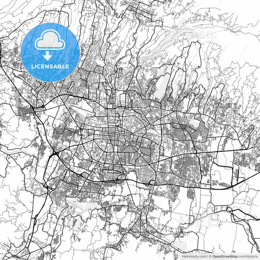 Vector PDF map of Bandung, Indonesia