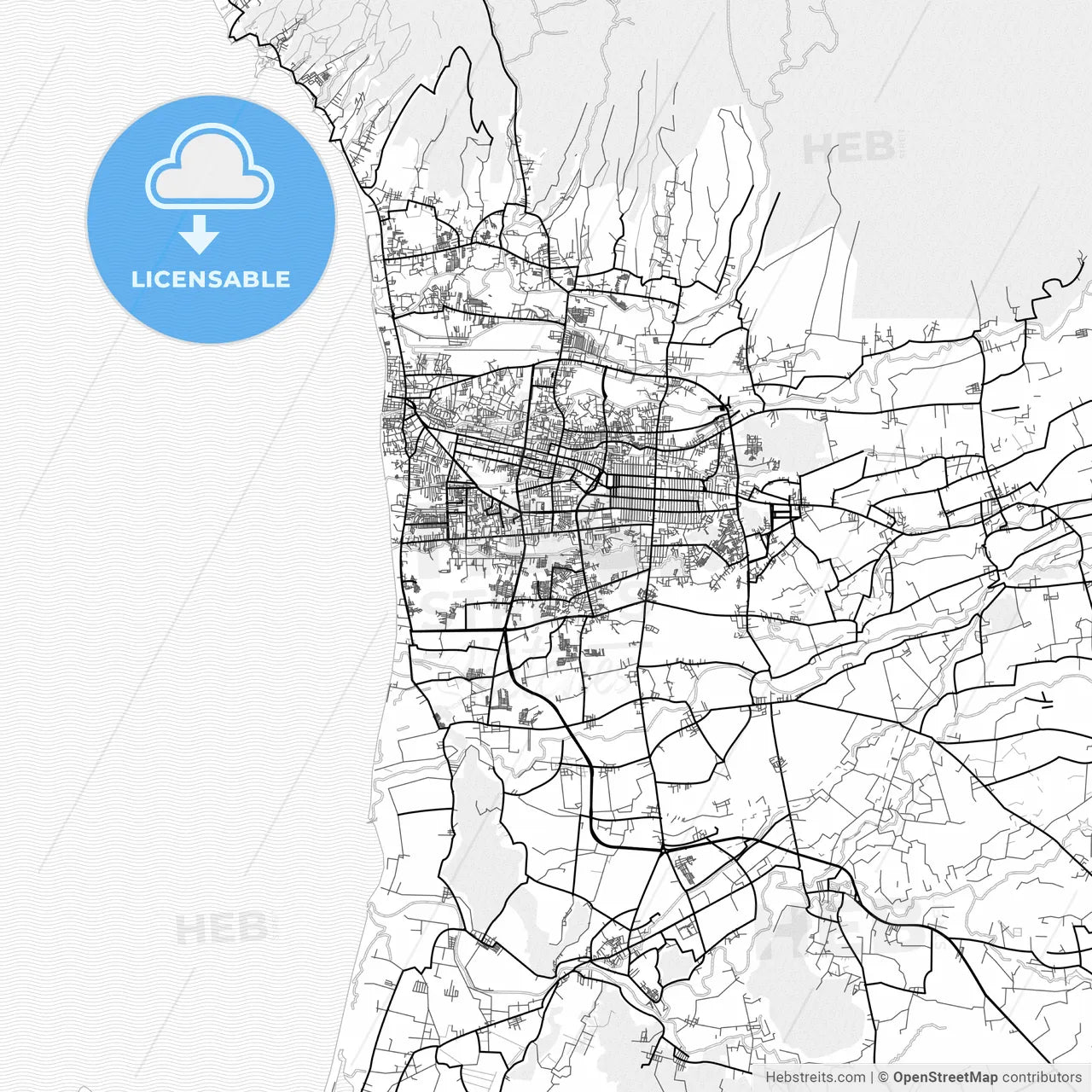 Vector PDF map of Mataram, Indonesia