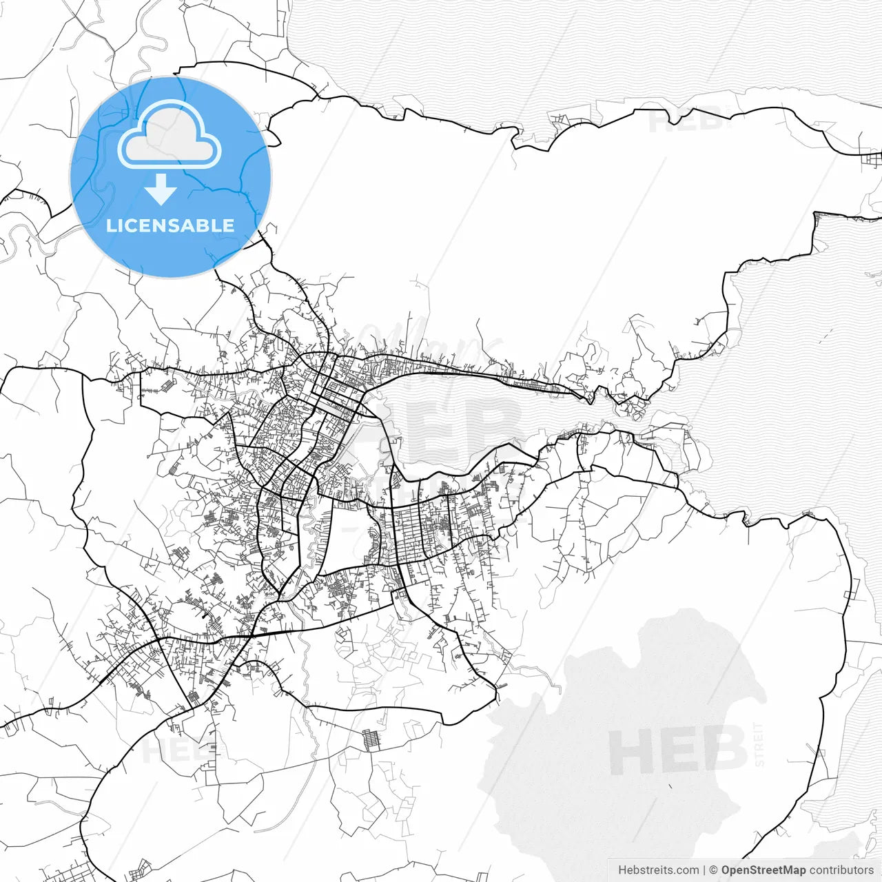 Vector PDF map of Kendari, Indonesia