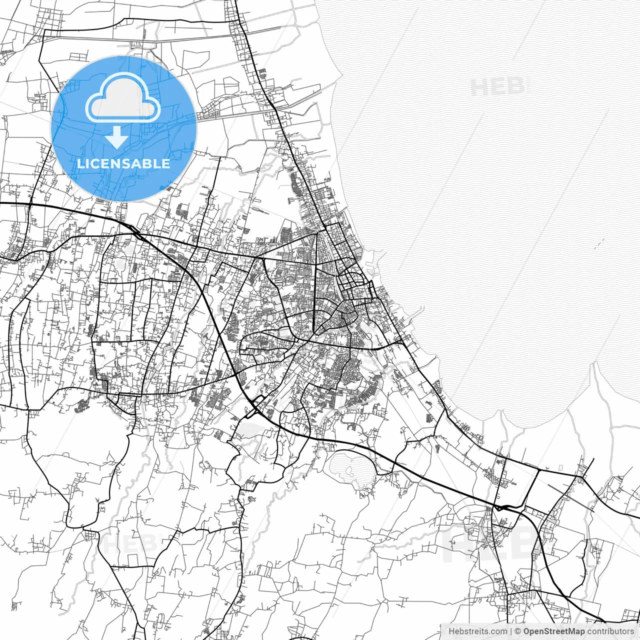 Vector PDF map of Cirebon, Indonesia