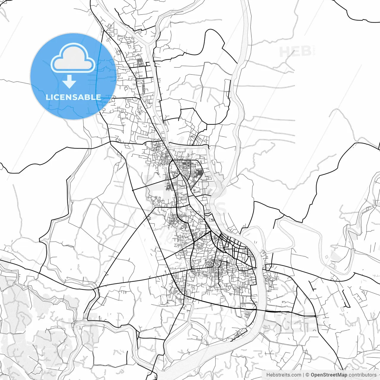 Vector PDF map of Khulna, Bangladesh