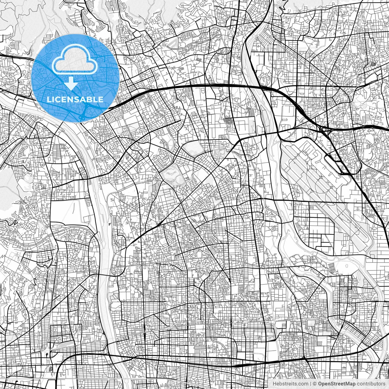Vector PDF map of Itami, Japan
