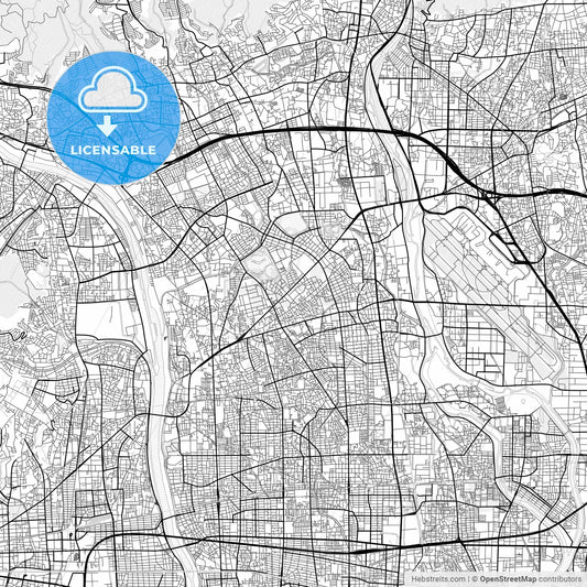 Vector PDF map of Itami, Japan