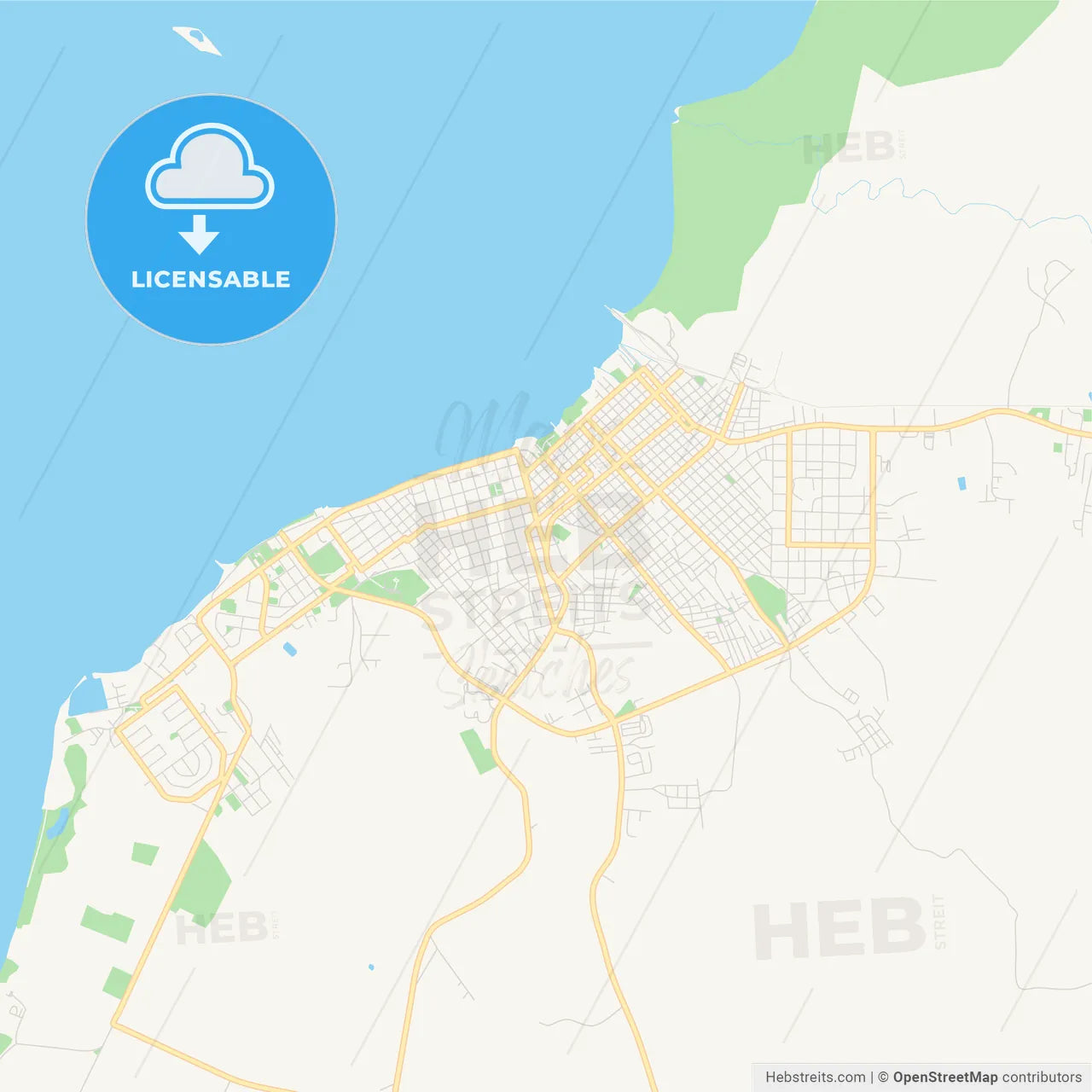 Empty vector map of Manzanillo, Granma, Cuba