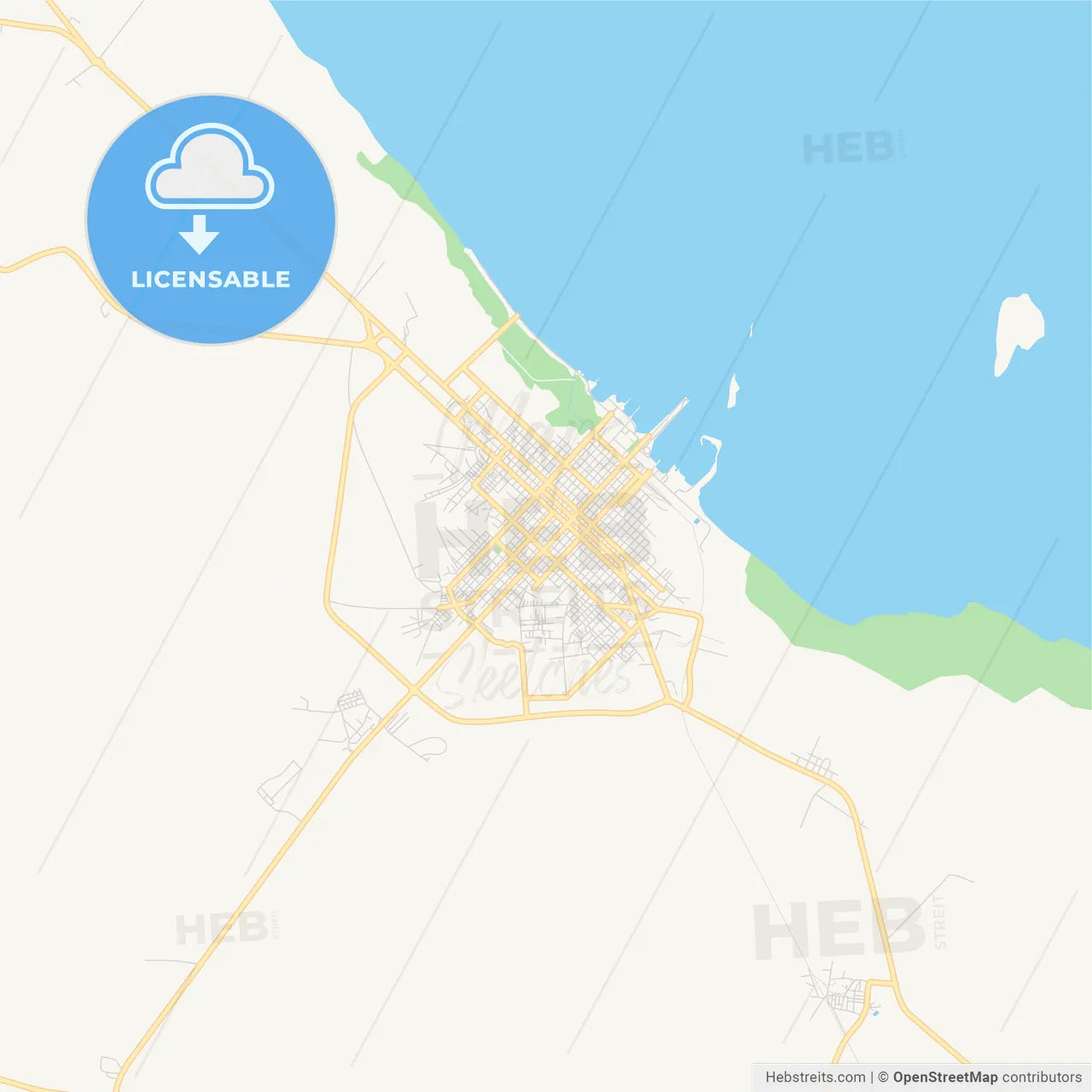 Empty vector map of Cárdenas, Matanzas, Cuba