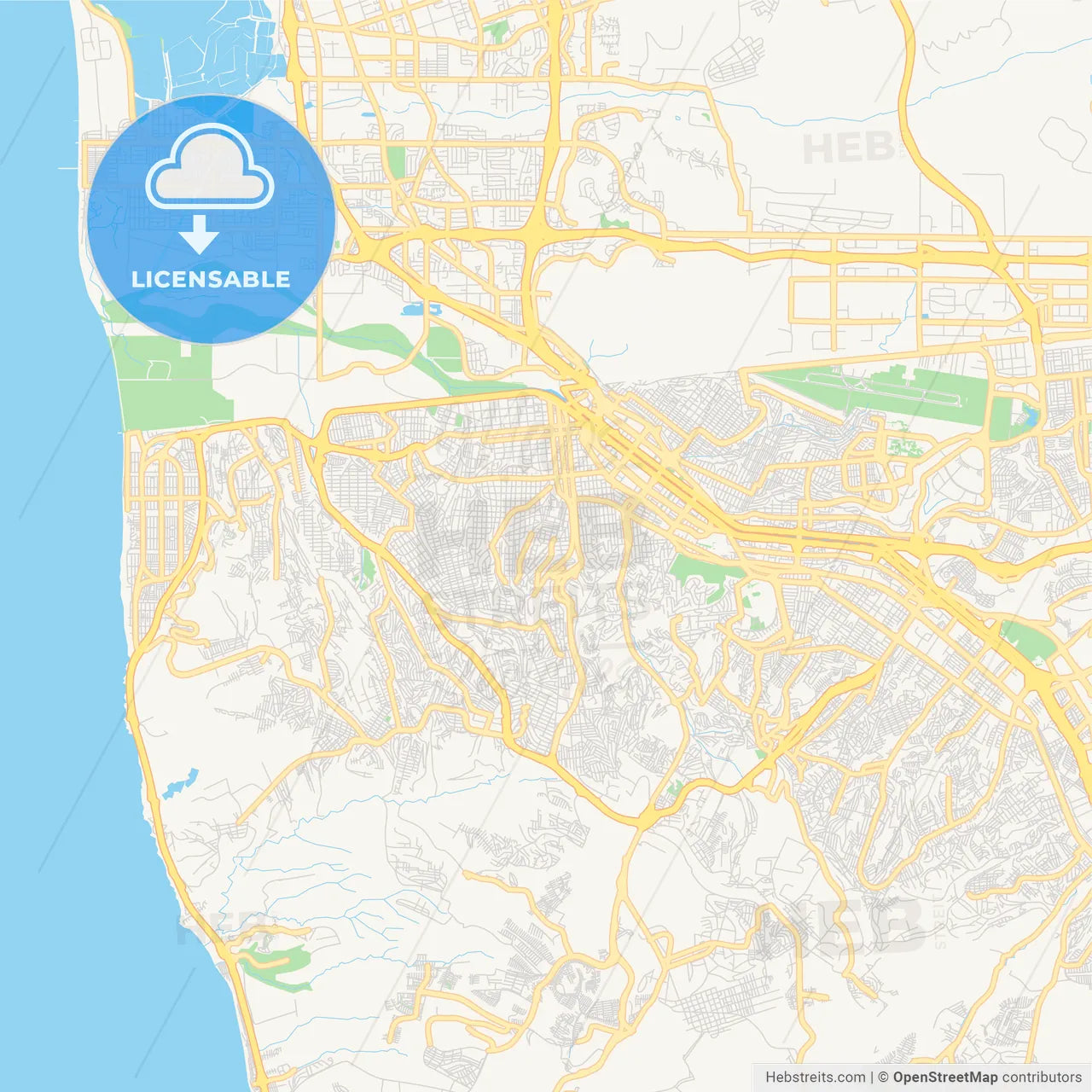 Empty vector map of Tijuana, Baja California, Mexico