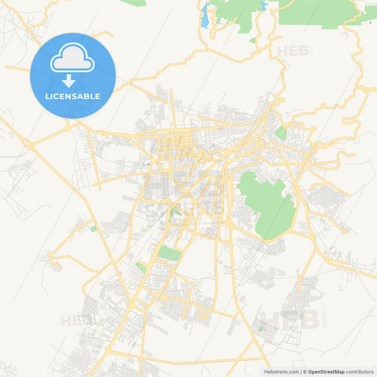 Empty vector map of Pachuca, Hidalgo, Mexico