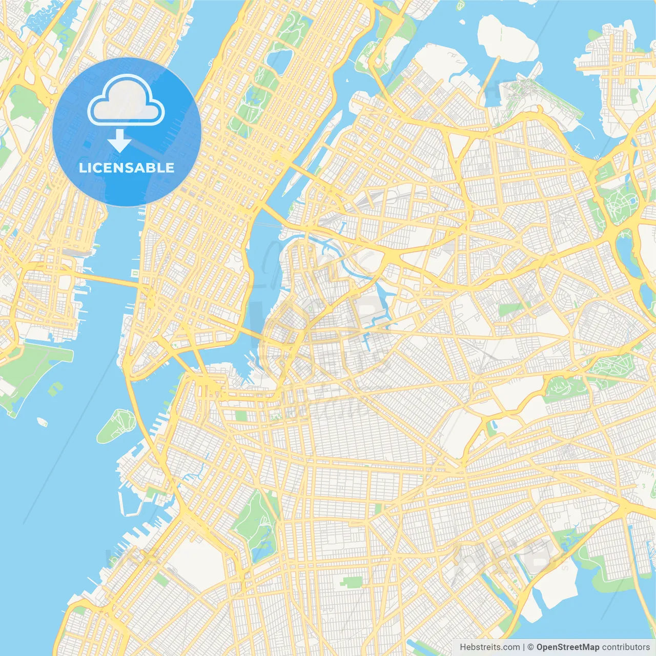 Empty vector map of New York City, New York, USA