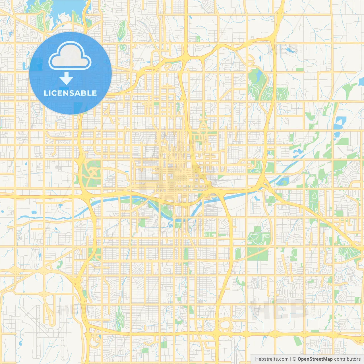 Empty vector map of Oklahoma City, Oklahoma, USA