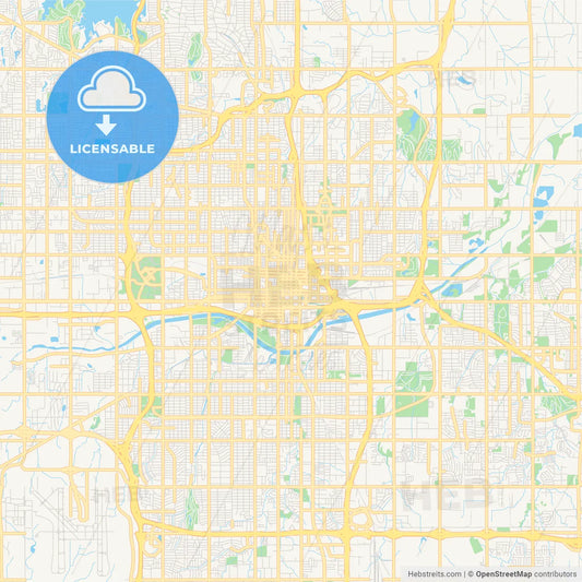 Empty vector map of Oklahoma City, Oklahoma, USA