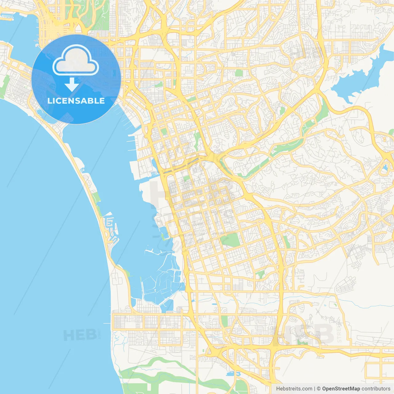 Empty vector map of Chula Vista, California, USA