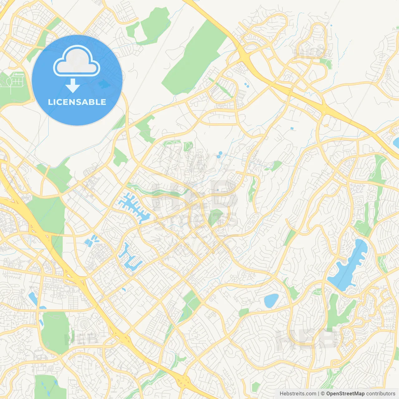 Empty vector map of Lake Forest, California, USA
