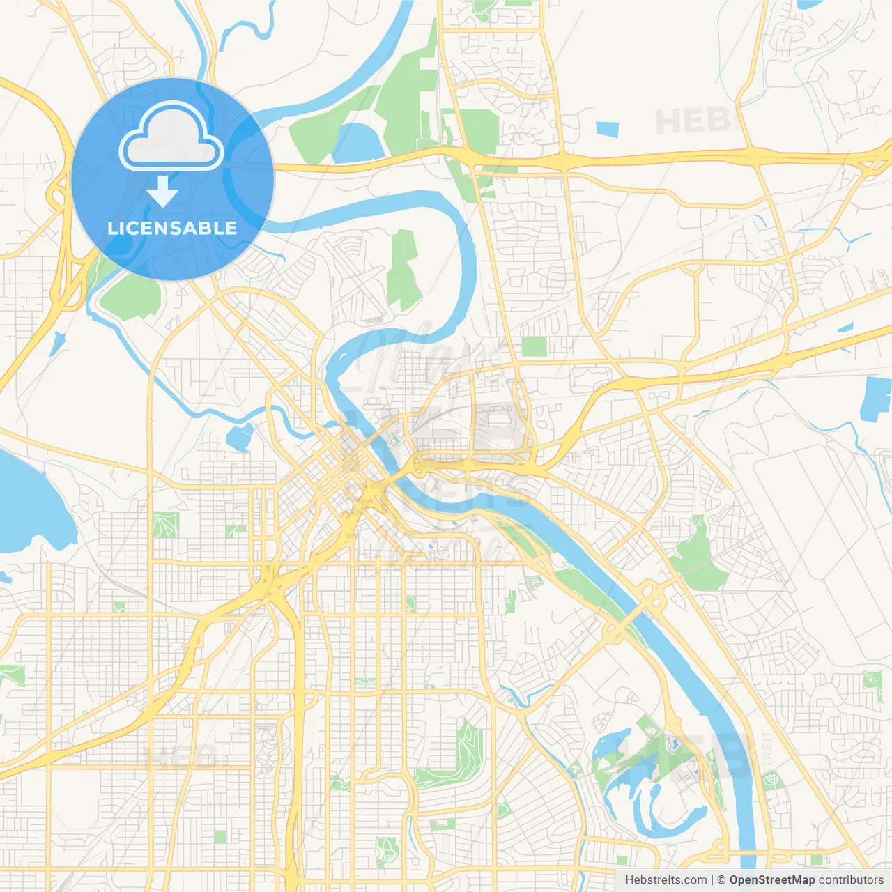 Empty vector map of Bossier City, Louisiana, USA