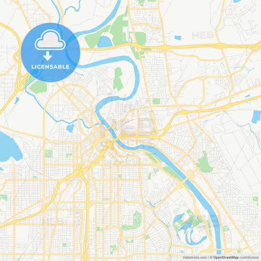 Empty vector map of Bossier City, Louisiana, USA