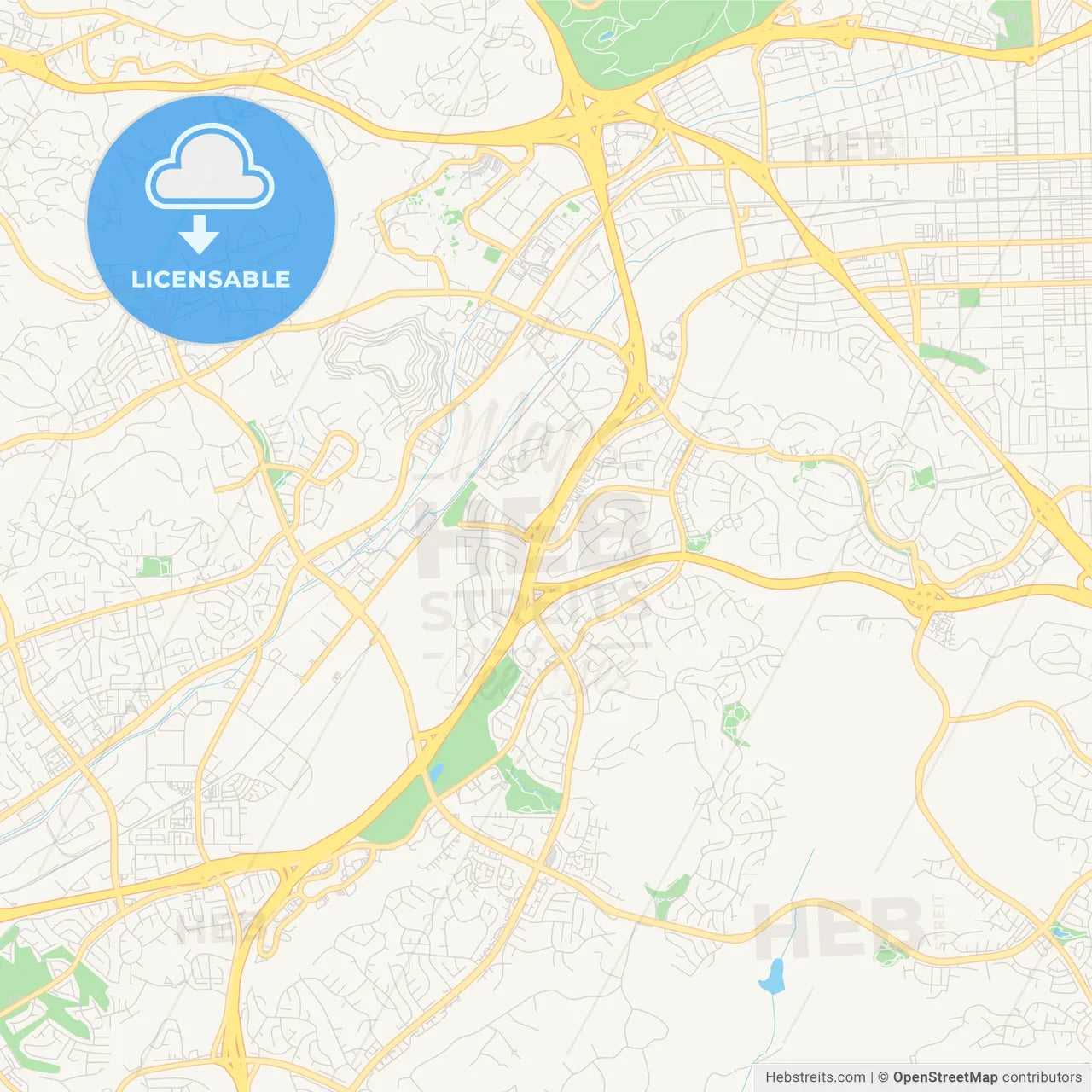 Empty vector map of Diamond Bar, California, USA