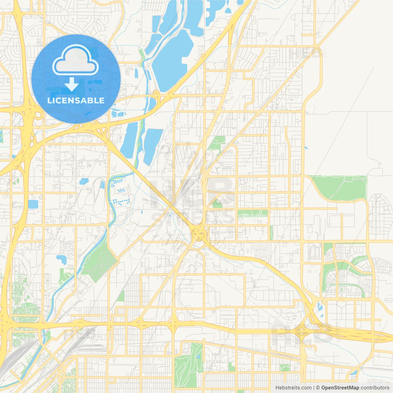 Empty vector map of Commerce City, Colorado, USA