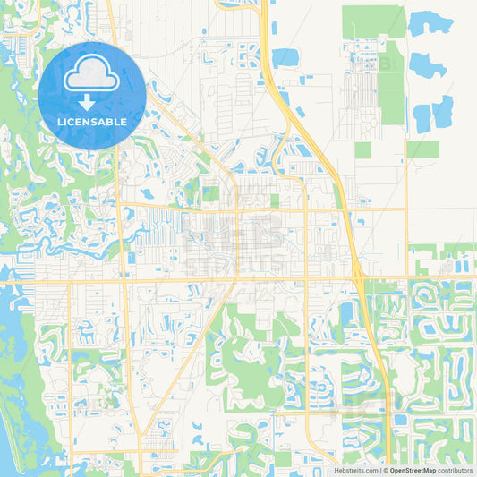 Empty vector map of Bonita Springs, Florida, USA