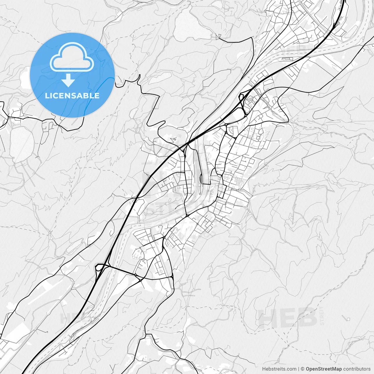 Vector PDF map of Kufstein, Austria