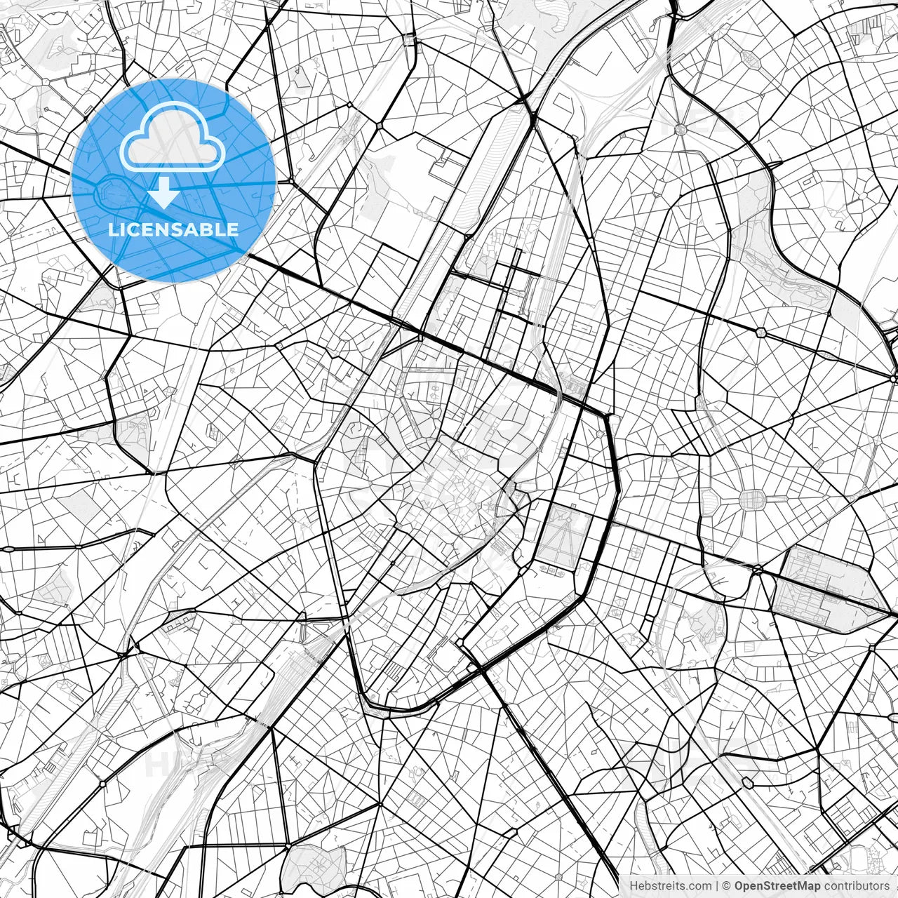 Vector PDF map of Brussels, Belgium