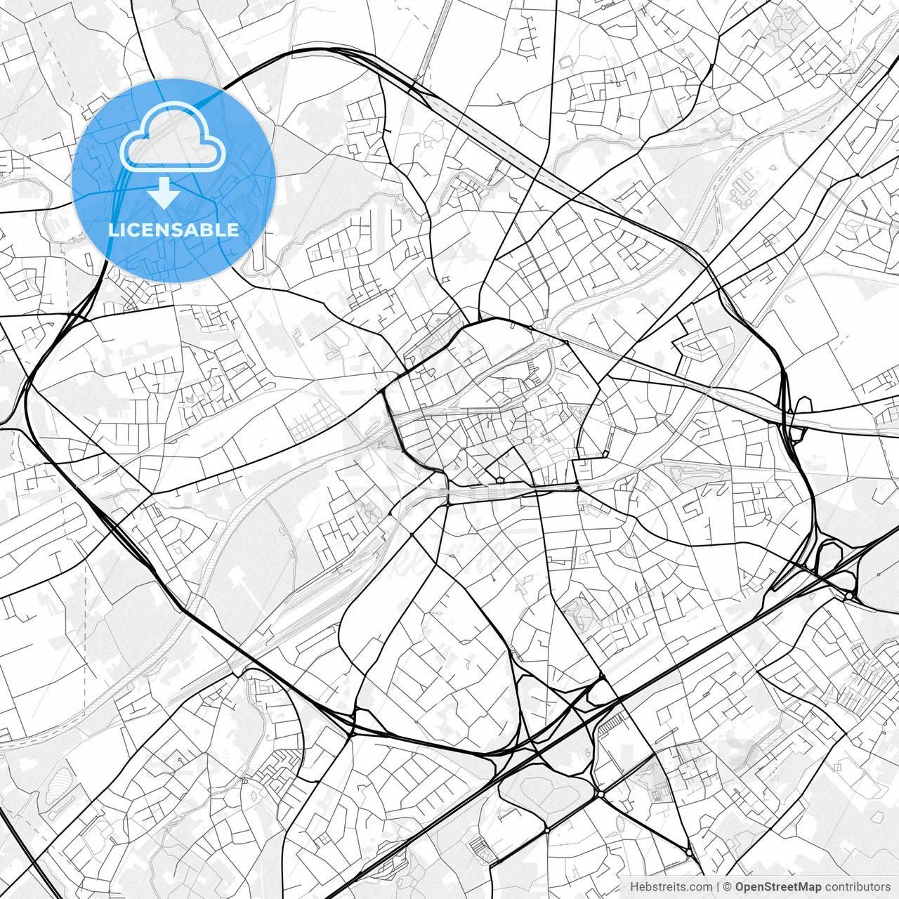 Vector PDF map of Kortrijk, Belgium